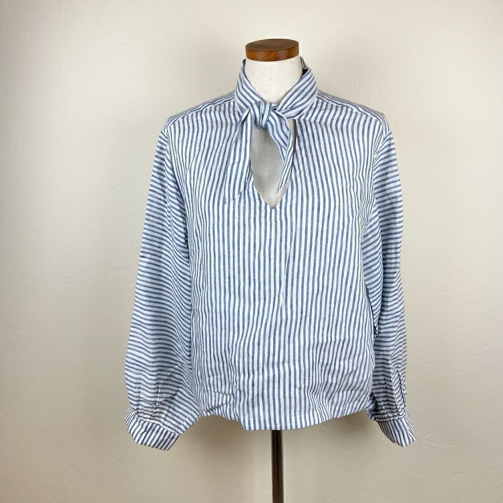Frame Handkerchief Striped Linen Top - Picture 2 of 7